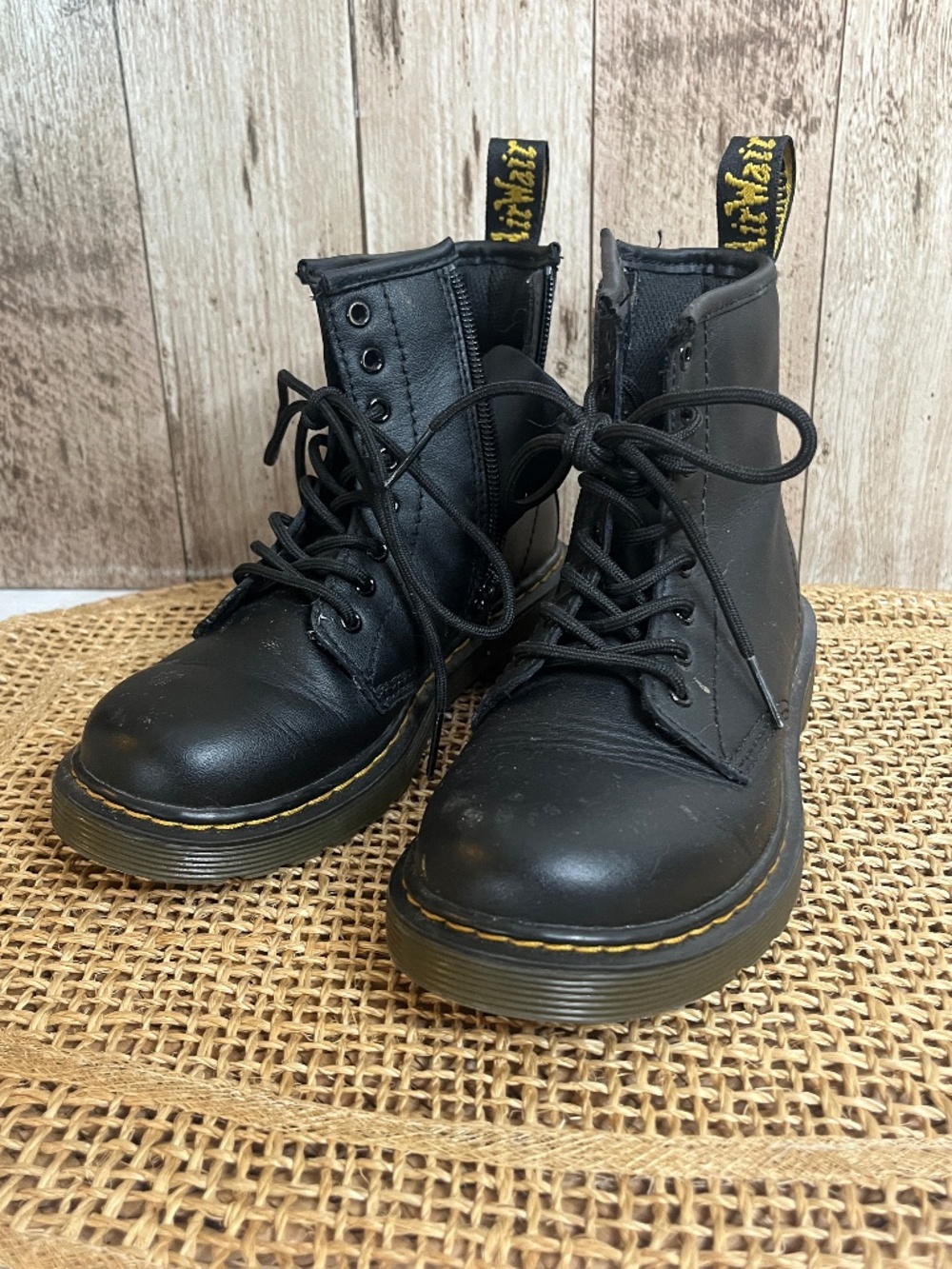 Dr. Martens 1460 J Black Lace Up Boots Kids Size 1 Youth Combat Boots